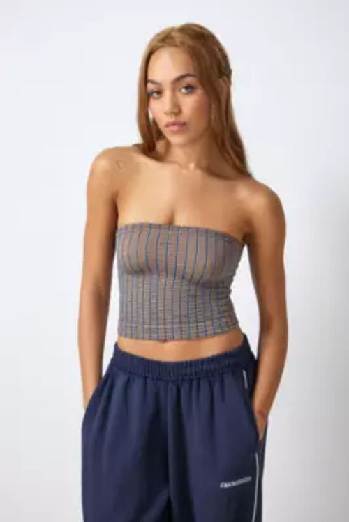 Leggy Tube Top in Grey Pinstripe