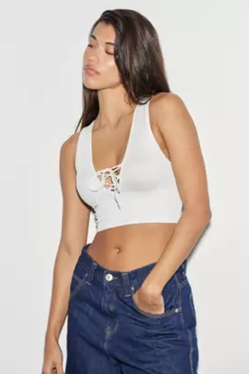 Urban Outfitters Archive Off White Lace Eyelet Corset Top