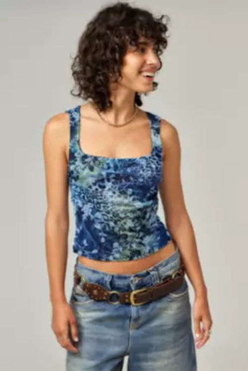 UO Elora Floral Mesh Top -...