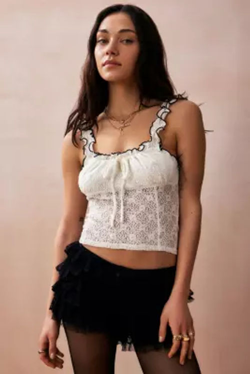 UO Cream Crochet Cami Top - White L at Urban Outfitters, Compare