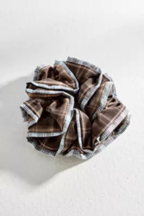Annabelle Check Scrunchie - Chocolate at Urban Outfitters