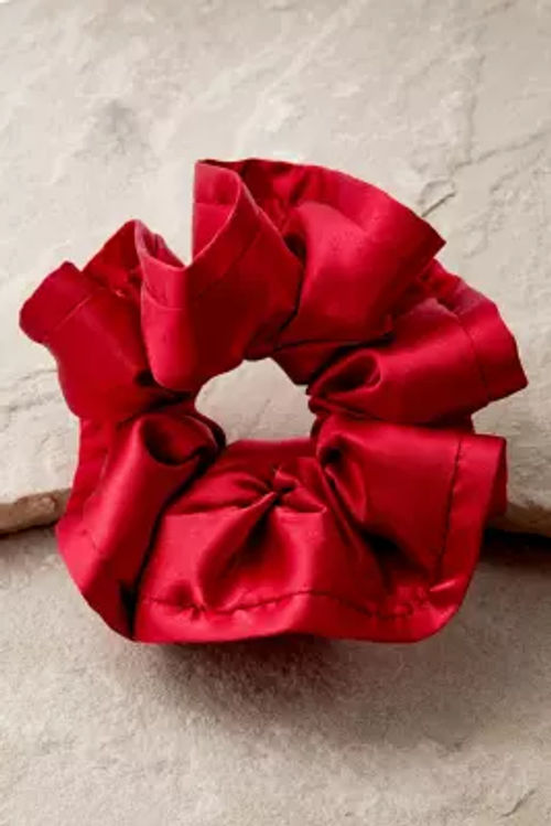 Satin Ruffle Scrunchie - Red...