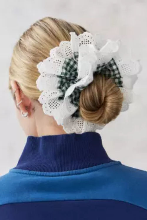 Gingham & Lace Scrunchie -...