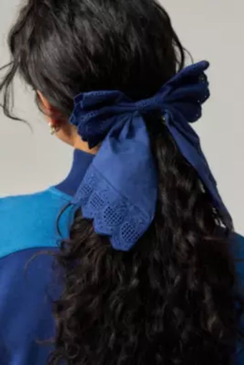 Lace Bow Hair Clip - Navy at...