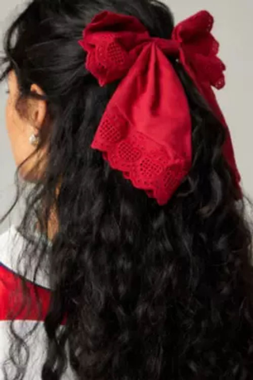 Lace Bow Hair Clip - Red at...