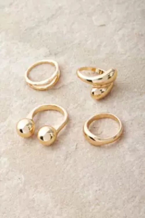 Silence + Noise Abstract Loop Ring 4-Pack - Gold XS/S at Urban Outfitters