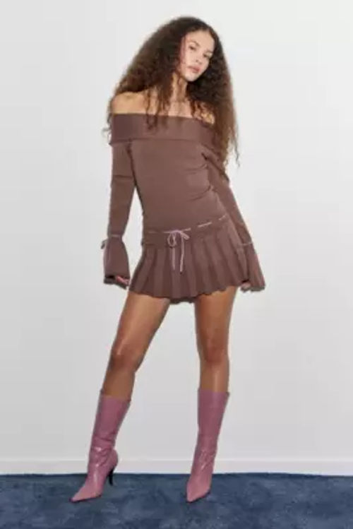 Jaded London Serena Knitted Mini Dress - Brown S at Urban Outfitters