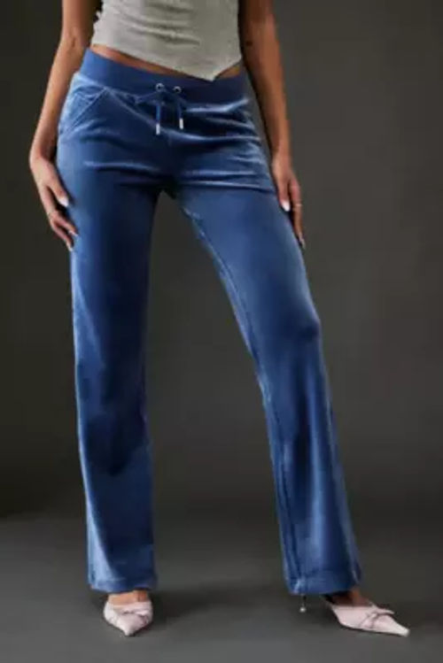 iets frans Velour Low Rise Track Pant in Blue