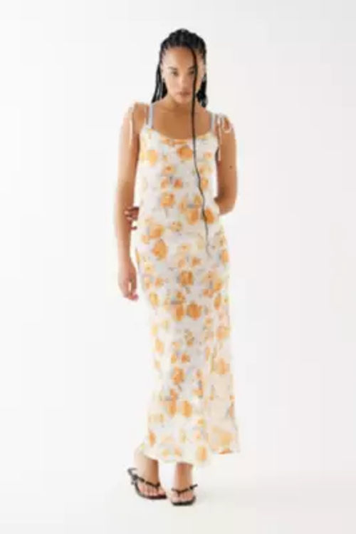 Kiss The Sky Frankie Sheer Maxi Dress - White XL at Urban Outfitters