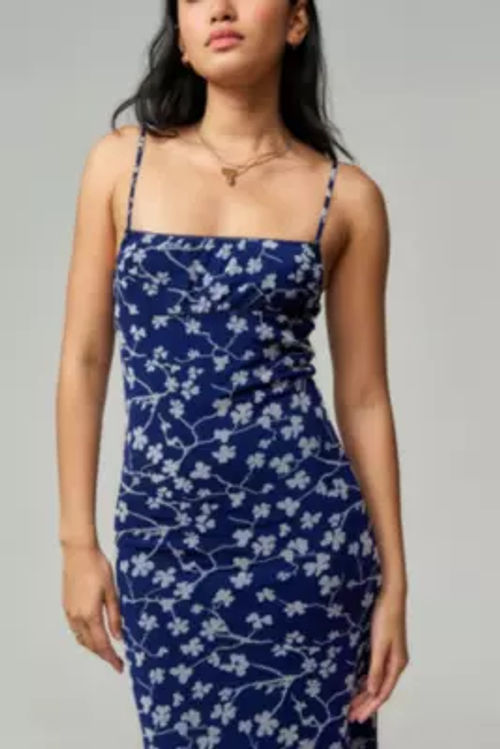 Motel UO Exclusive Darsih Maxi Dress - Blue L at Urban Outfitters