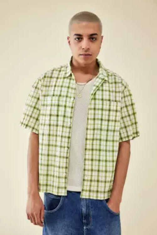 BDG Plissé Green Check Shirt...