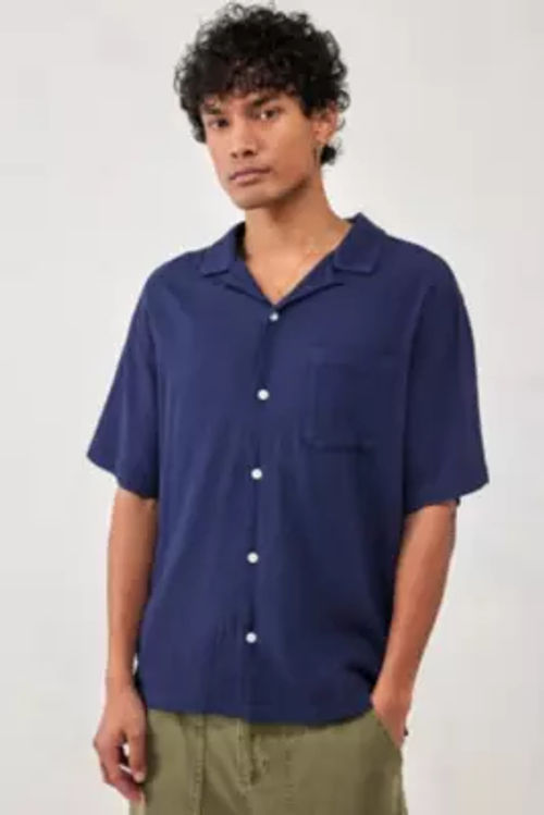 UO Navy Crinkle Shirt - Navy...