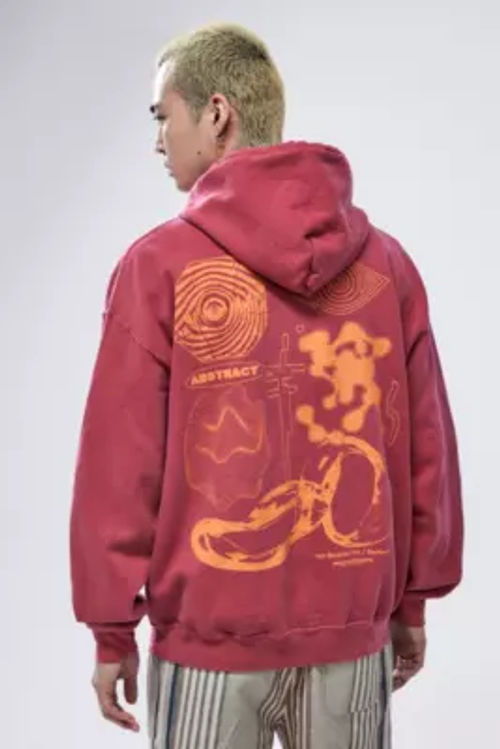 UO Red Abstract Hoodie - Red...