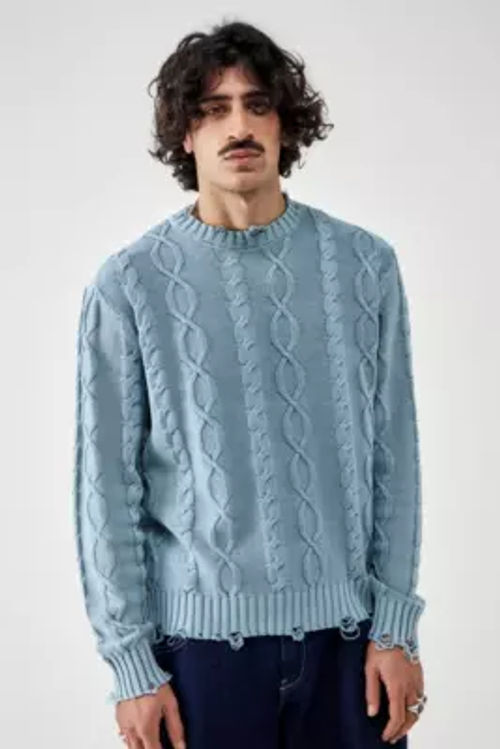 BDG Acid Wash Blue Cable Knit...