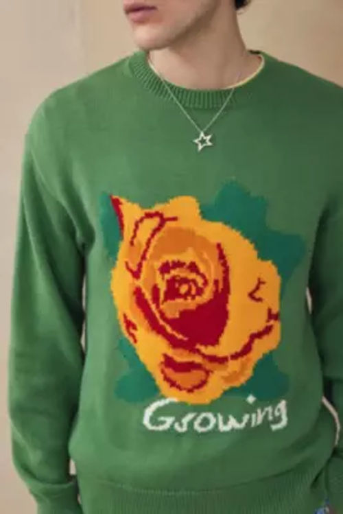 UO Green Growing Rose Knit...