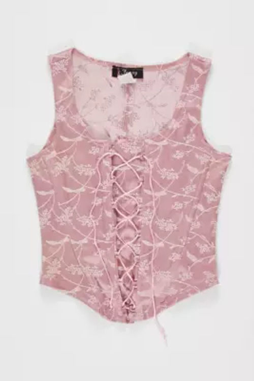 Bdg Urban Outfitters Ava Lace Corset Top In Blush