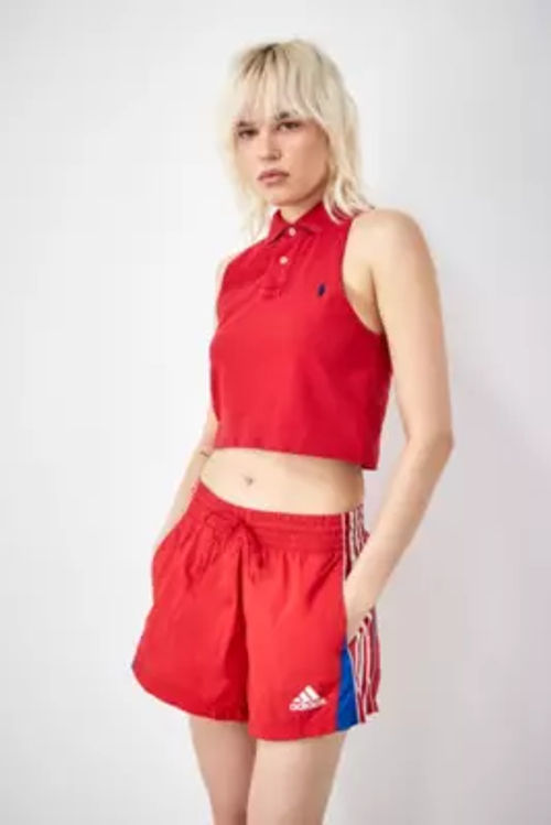 Urban Renewal Remade From Vintage Red Sleeveless Cropped Branded Polo Shirt - Red M/L at Urban Outfitters