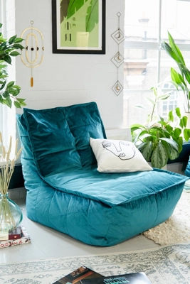 icon Milano Teal Velvet Loveseat Bean Bag Green ALL at Urban