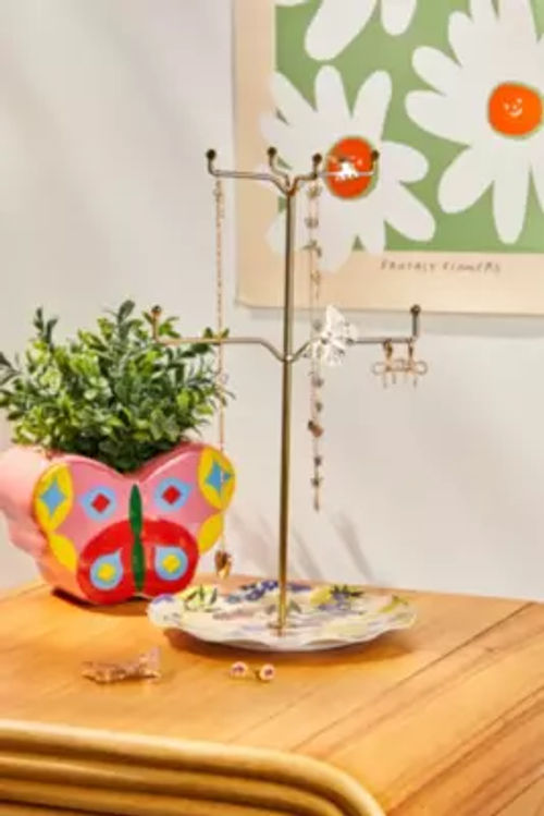 Floral Plate Jewellery Stand...