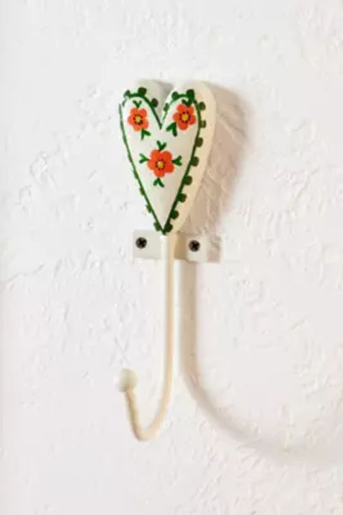 Painted Heart Hook - White...