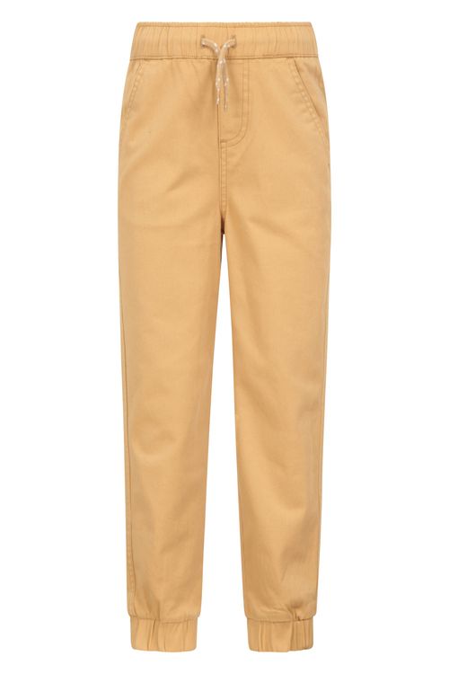 Kids Organic Pull On Trousers - Beige