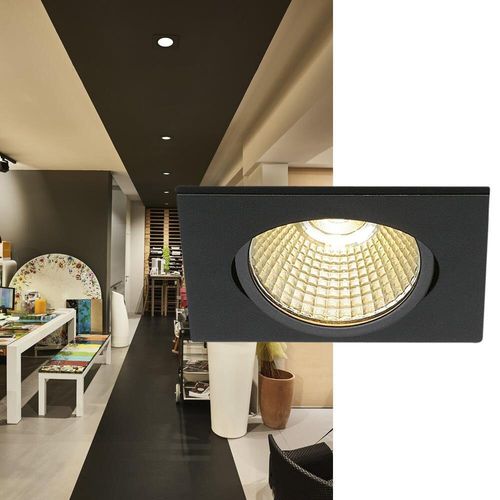 Einflammiger LED-Einbaustrahler New Tria 68, Clipfedern, Hochvolt, eckig, 3000K