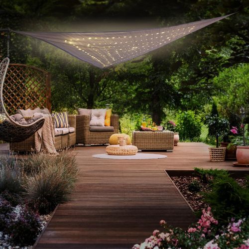 LED Solar-Sonnensegel in Grau...