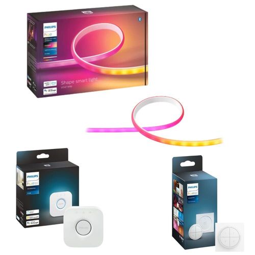 Philips Hue Bluetooth Gradient Lightstrip 20W 1800lm Starter-Set inkl. Bridge und Tap Dial Schalter