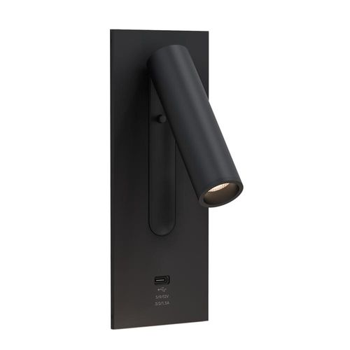 LED Wandleuchte Fuse in Schwarz-matt 3,5W 185lm mit USB