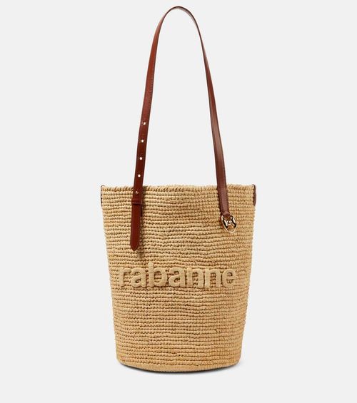 Rabanne Logo raffia tote bag