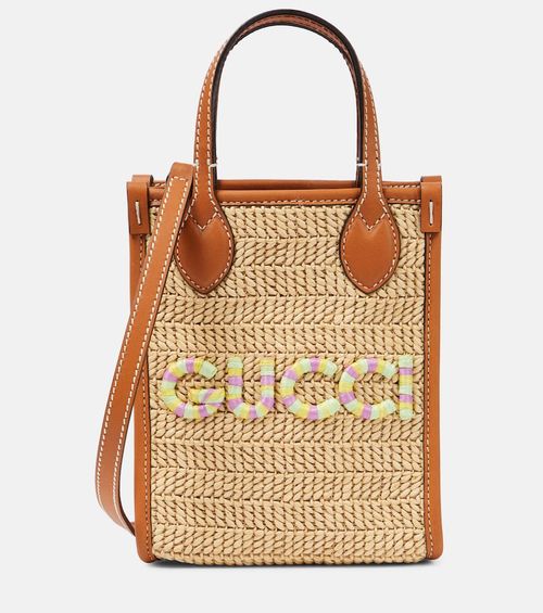 Gucci Mini logo raffia tote...