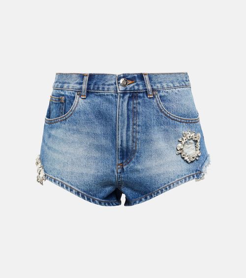 Area Embellished denim shorts