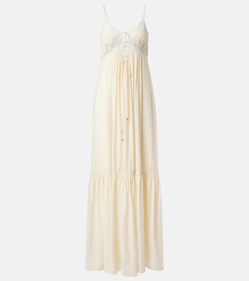 Chloe Lace-trimmed silk crepe de chine maxi dress | 2131.00 | Port