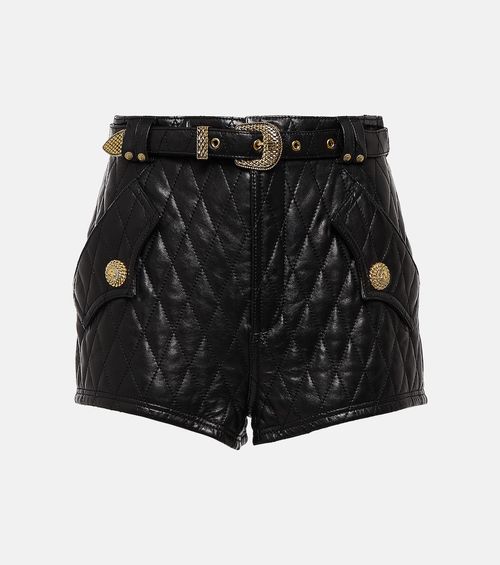 Balmain Quilted leather shorts