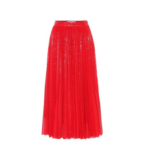 Sequined pleated midi skirt