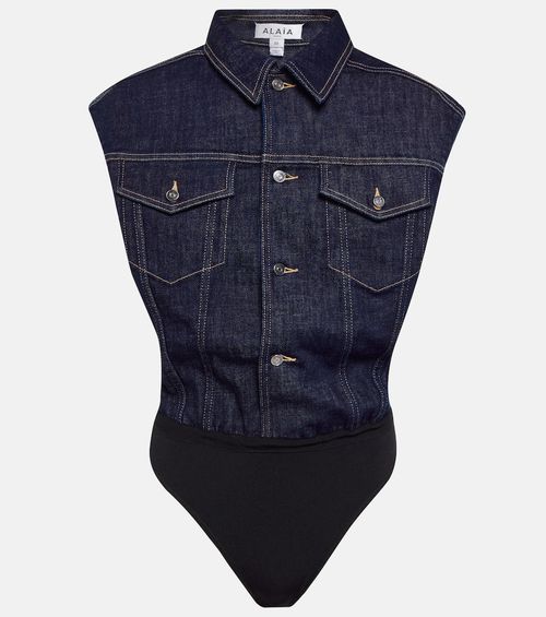 Alaïa Denim cotton-blend...