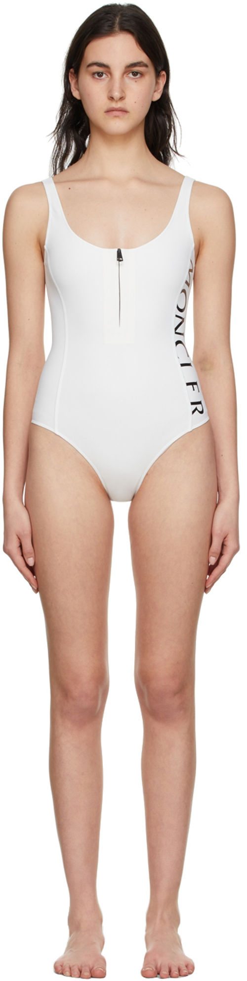 Moncler White Logo One-Piece...