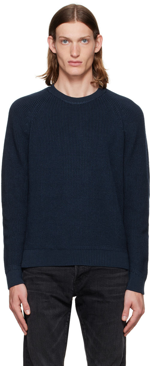 TOM FORD Navy Ribbed Sweater