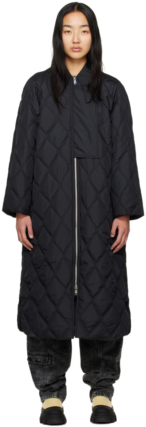 GANNI Black Quilted Coat