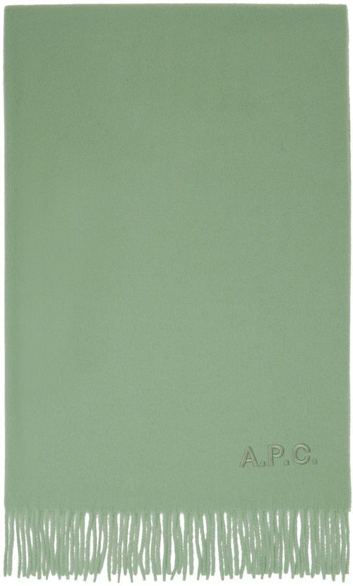 A.P.C. Green Alix Brodée Scarf