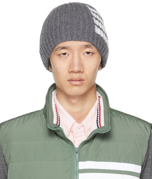 Thom Browne Gray 4-Bar Beanie