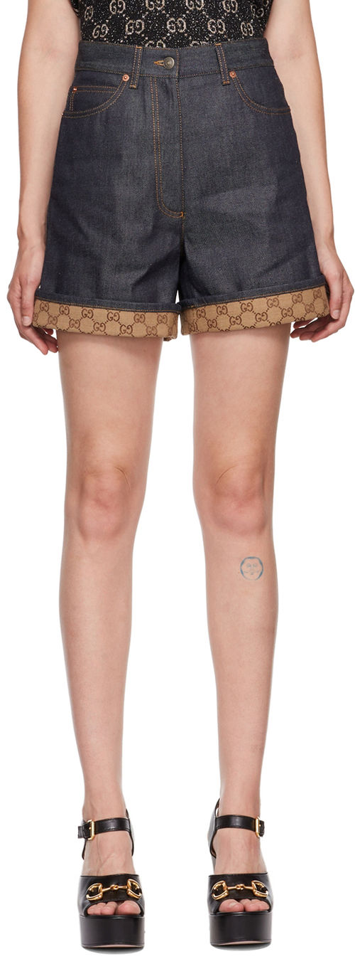 Gucci Blue GG Denim Shorts