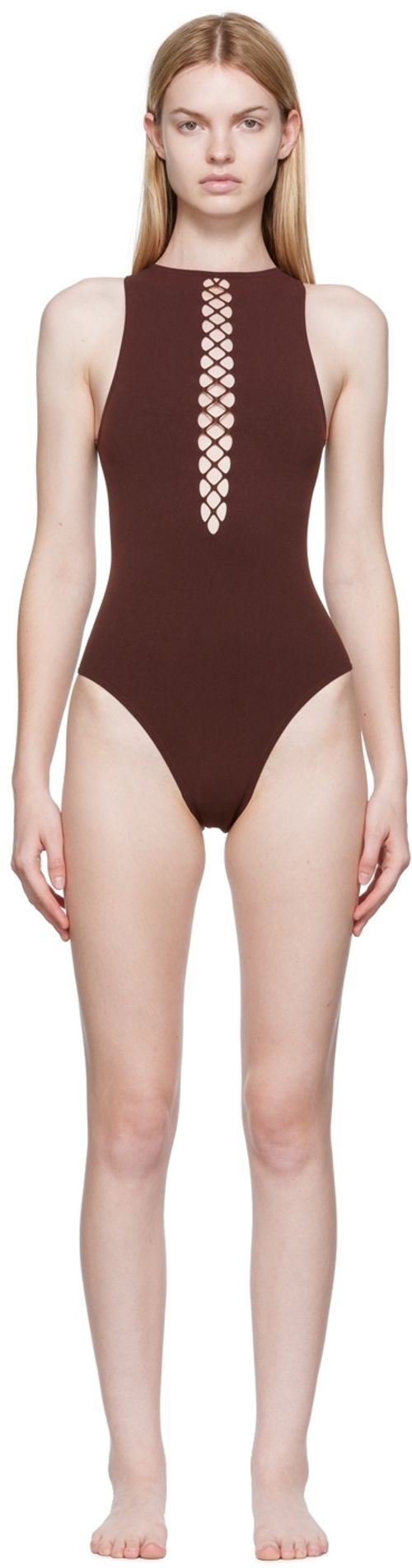 ALAÏA Brown Corset One-Piece...