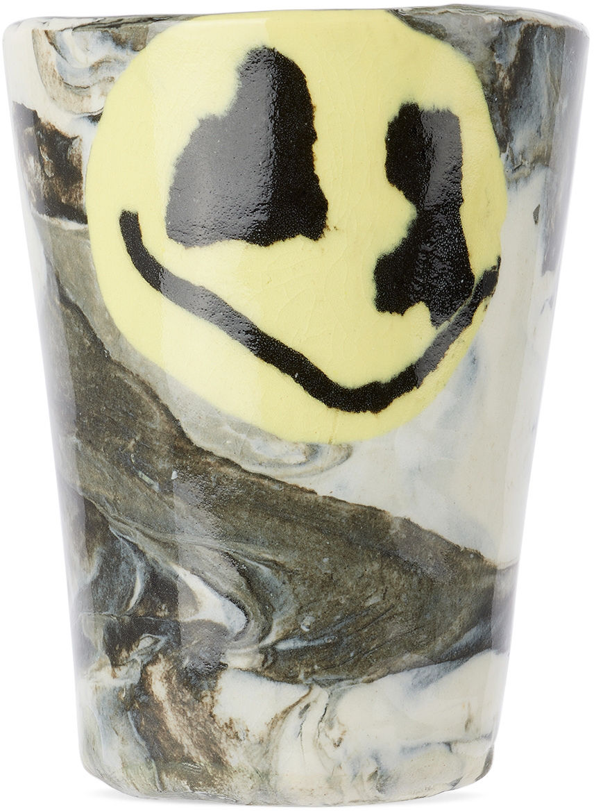 DUM KERAMIK Off-White & Yellow Large Smiley Face Vase