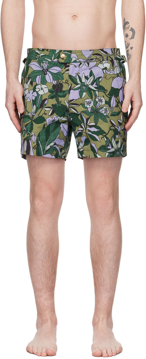 TOM FORD Green Floral Swim...