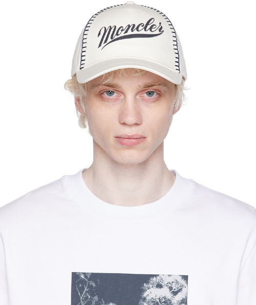 Moncler White Printed Cap