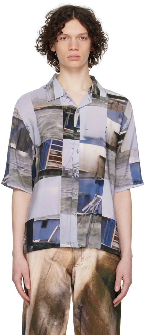 Serapis Blue Printed Shirt