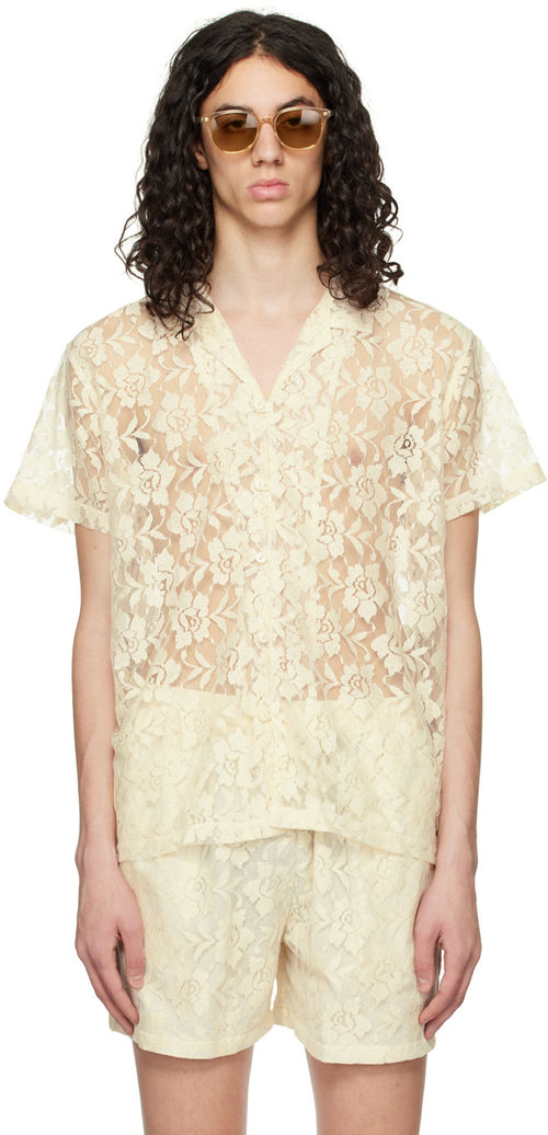 HARAGO Off-White Floral Shirt