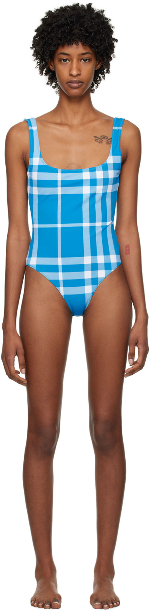 Blue Suspender One-Piece Swimsuit