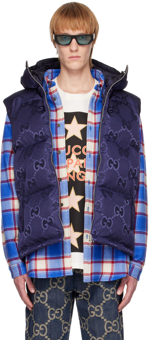 Gucci Navy Jumbo GG Vest